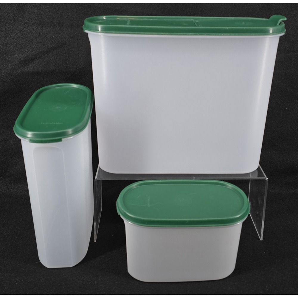 Set‎ of 3 Vtg Tupperware Modular Mates Containers Oval Green 1616 2241C 2351